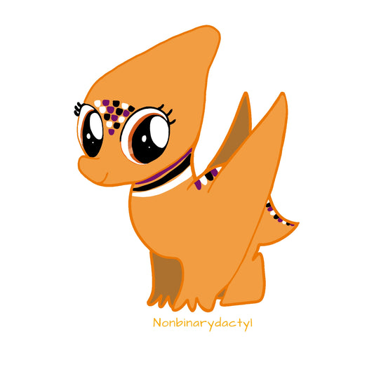 Nonbinarydactyl cute dino sticker